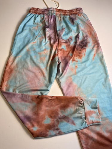 Tie Dye Sweatpants Joggers Pants Sz S Blue Orange Lavender Boho Festive Hippie - Picture 6 of 12