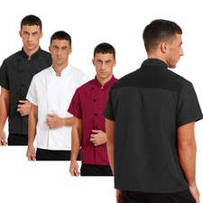 Adult T-Shirts Unisex Chef Coat With Pockets Jacket Restaurant Blouse Canteen