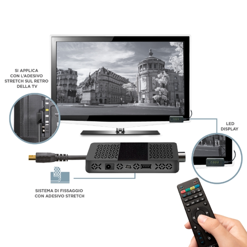 Decoder Digitale Terrestre Dvb-T2 HD HDMI Hevc H265 10 bit Mini Stick Ricevitore - Foto 3 di 6
