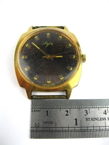 LUCH 2209 Gold plated AU10 men's wrist watch 60 YEARS VLKSM Soviet Union USSR - Picture 6 of 13