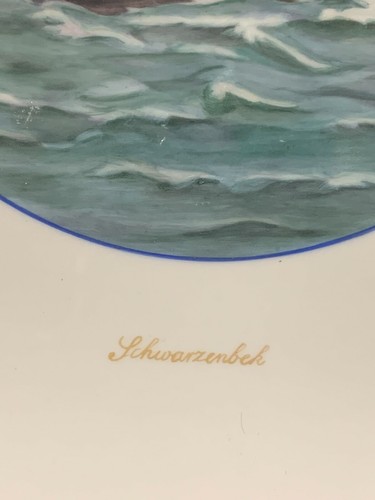 Large Signed Ltd Ed KPM German Hand Painted Porcelain Plate with Sailing Ship - Picture 3 of 5
