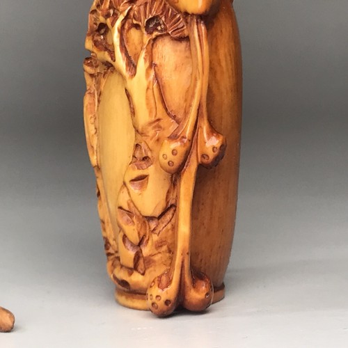 Antique Chinese Carved Snuff Bottle with Lid Fine Details Rare 68mm Tall - Picture 12 of 24