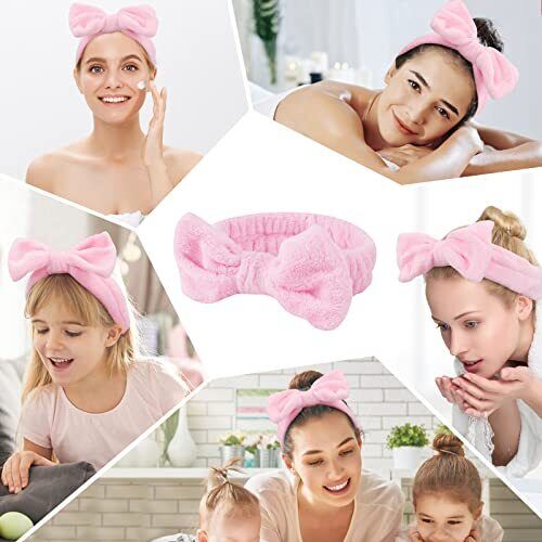 Pink 6 Pcs Spa Headband, Hair Band for Washing Face, Makeup Headband, - Picture 4 of 6