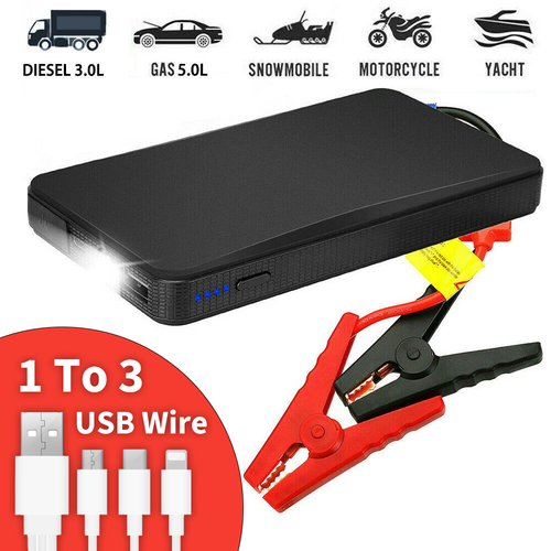 KKMOON 12000mAh Portatile Auto Jump Starter Booster Potenza Banca Veicolo Emergenza Kit Caricabatterie Con Schermo Lcd E 3 Porte Usb Di Ricarica Built In Led Torcia Per Ios Android Smartphone Ecc