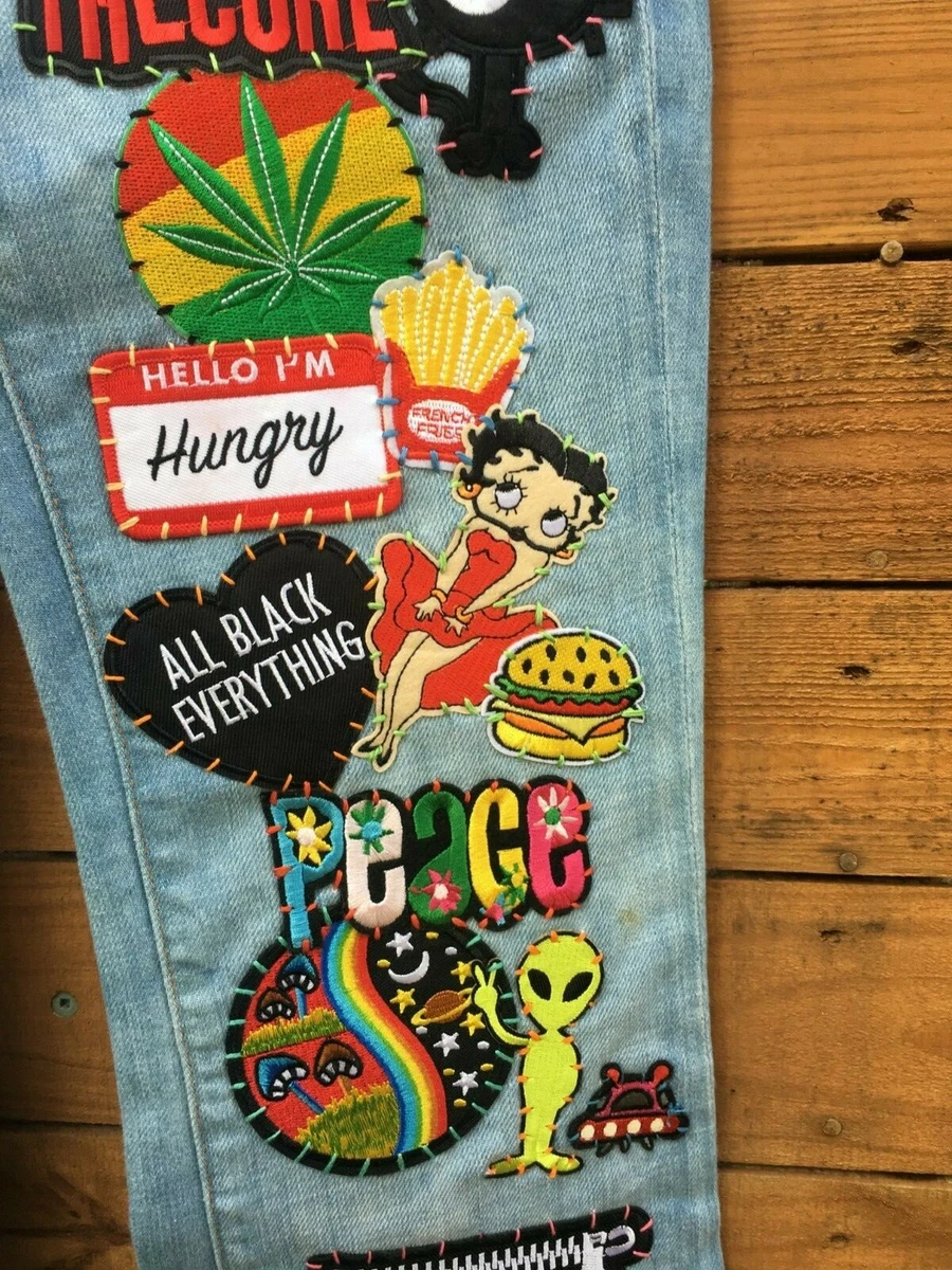 Upcycled Hand-embroidered Floral Jeans 