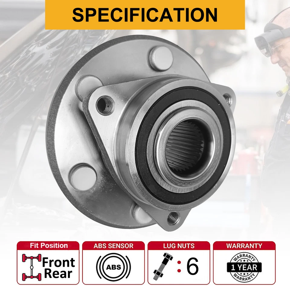 Front and Rear Wheel Hub Bearings Set of 4 for 2008-2017 Buick Enclave 3.6L V6 Foto 2 de 4