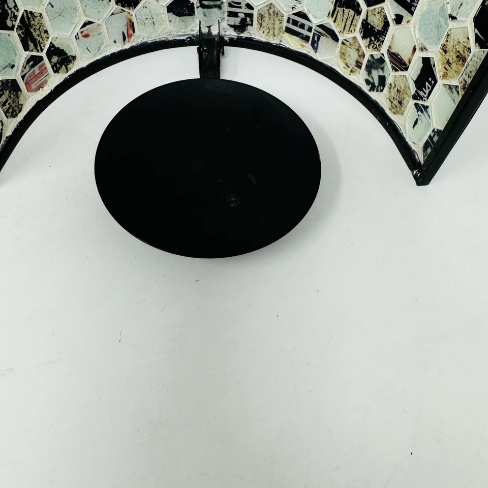 "Juego de 2 velas de pilar de mosaico medio redondo soporte 10x8"" montaje en pared/mesa" Foto 2 de 4