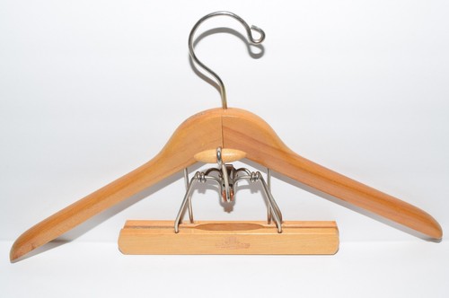 (2) Vintage Harmony House 18" Solid Wood Suit Hangers with Pants Clamps - Picture 2 of 7