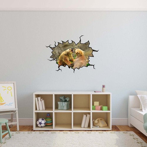 Grizzlybär Wandtattoo Riss in der Wand Zoo Tier abziehen & kleben Wandbild VWAQ - W - Bild 1 von 6