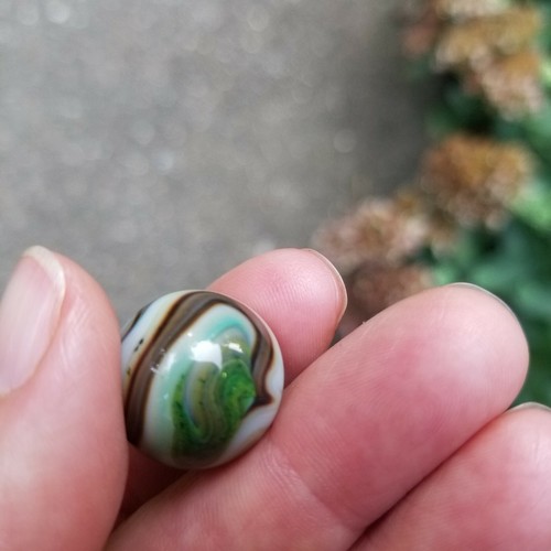 Vintage Glass Marble with Green Adventurine 5/8" - Picture 11 of 12