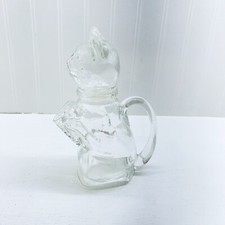 Vintage Clear Glass Cat Milk Jug ,pitcher, Creamer