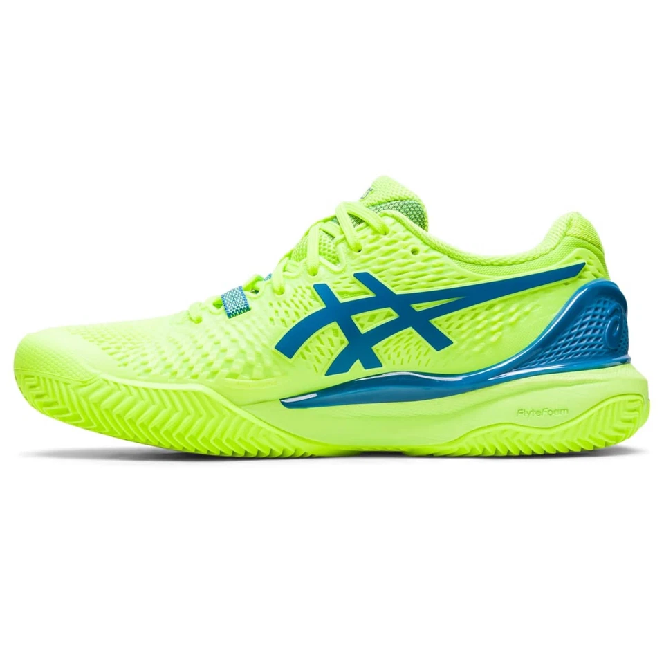 Tênis ASICS Feminino Gel-Resolution 9 Argila Verde Perigo/Azul Renascido 12 B - Imagem 3 de 4