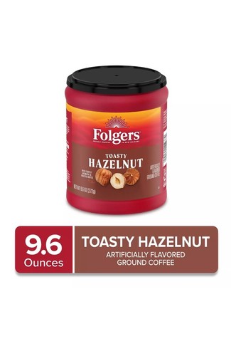 Folgers Toasty Hazelnut Ground Coffee, Artificially Flavored, 9.6 Ounce