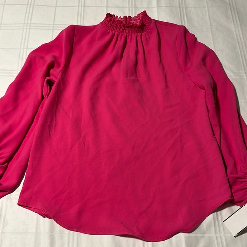 Trina Turk Women's Pink Mock Neck Long Sleeve Sunrise Vista Blouse Top Size S - Picture 5 of 10