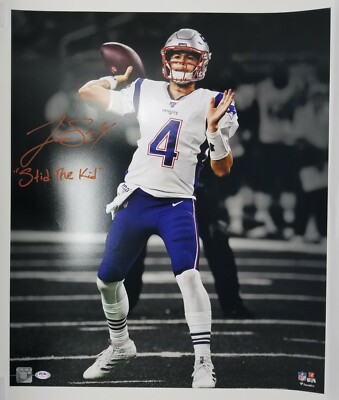 Jarrett Stidham Signed New England Patriots 20x24 Photo Kid Insc