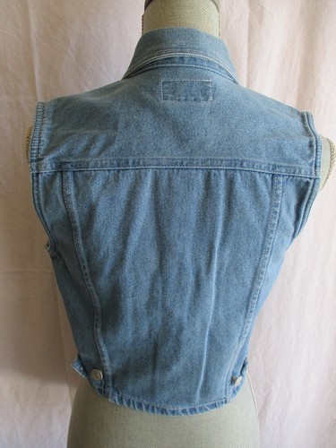 Chaleco corto de mezclilla azul claro abotonado para mujer Tangibles de colección años 90 talla M - Imagen 6 de 12