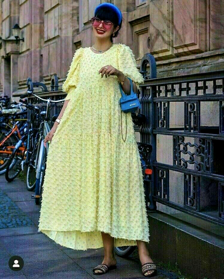 ZARA Yellow Voluminous 3D Textured Weave Midi Maxi Occasion Dress Size M 12  40 | eBay