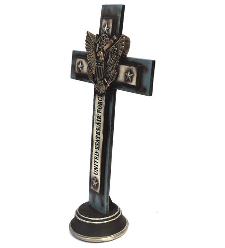 Air Force Cross Military Pedestal Patriotic 13x7inch USA Decoration New - Picture 3 of 3