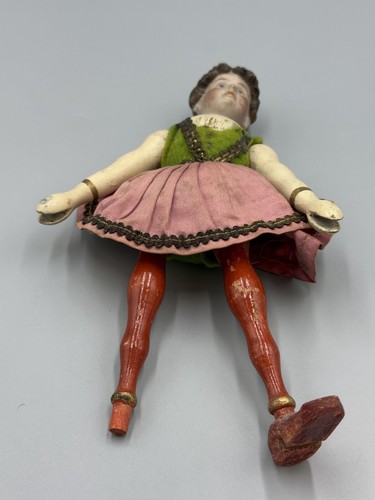 Antique SCHOENHUT Acrobat CIRCUS LADY Wooden Jointed Toy Porcelain BISQUE HEAD - Imagen 6 de 16