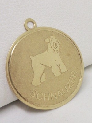 New 14k Yellow Gold Schnauzer Dog Pendant