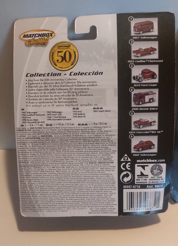 MATCHBOX COLLECTION VW T1 1967 KASTENWAGEN PANEL 50 YEARS (2001) OVP/MOC - ROT - Bild 3 von 7