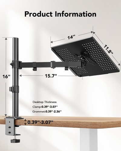 Laptop Desk Mount Laptop Mount for 17-inch Notebooks or 15”-32” Monitors Lapt... - Picture 2 of 8