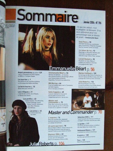 MAGAZINE STUDIO N°196 EMMANUELLE BEART 2004 SOMMAIRE - Picture 2 of 3