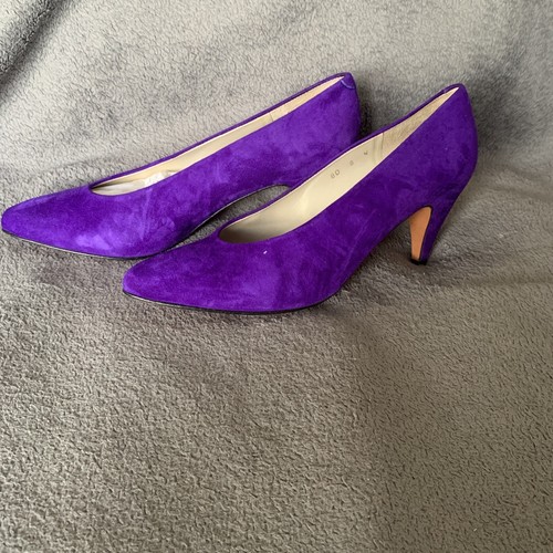 Vintage Evan Picone Purple Shoes Spain Feather Construction Vero Cuoio 8N - Picture 3 of 6