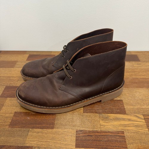 Stivali Chukka Clarks da uomo 14 Desert Boot in pelle marrone suola a strappo bassi in pizzo usati in ottime condizioni - Foto 5 di 12