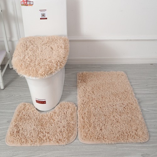 3Pcs/Set Bathroom Non-Slip Plush Pedestal Rug+Lid Toilet Cover+Bath Mat Washable - Bild 18 von 26
