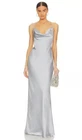 Norma Kamali Cross Back Bias Gown Maxi Dress in metallic Grey Silver XS 34 UK 6
