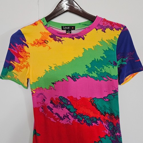 Love Size S Multi-Colored Tie Dyed Polyester Spandex Form Fitting Summer Short-S - Picture 13 of 22