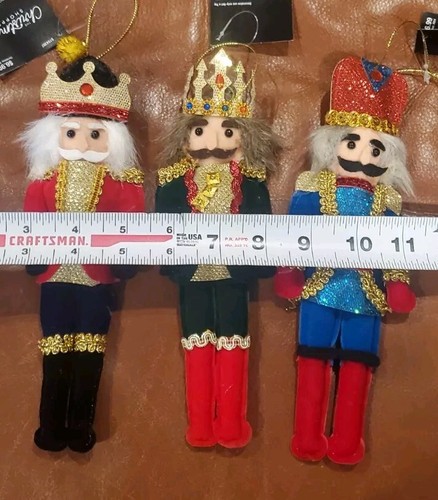 Christmas Shoppe Cloth Nutcracker Ornaments NWT Set Of 3 - Picture 8 of 10