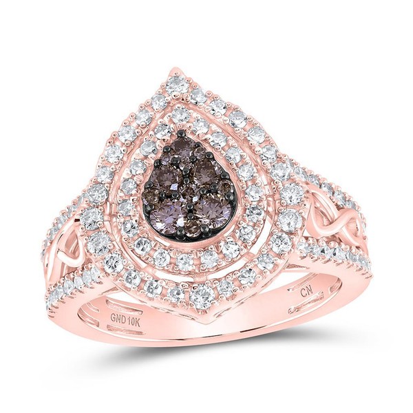 10K Rose Goldbraunes Diamant Damen Unendlichkeit & Doppel TräNe Halo Ring 7/8 Ct-image