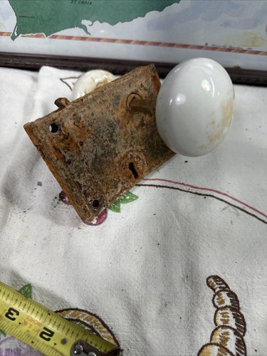 Vintage White Porcelain Door Knobs & junkie Hardware  - Picture 1 of 12