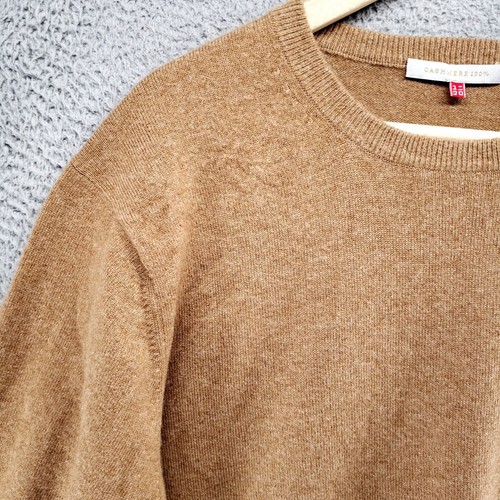 Uniqlo 100% Cashmere Sweater Womens L large Beige Crew Neck Long Pullover Jumper - Picture 11 of 24