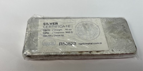 Lingotto argento fino 10 oz .999 - raffineria di metalli Nadir - sigillato con certificato - Foto 6 di 7