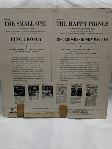 Bing Crosby / Orson Welles * THE Small One/ The Happy Prince* Vinyl LP EX/EX - Imagen 5 de 7