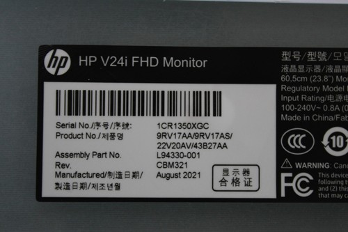 Mainboard-HP V24i Monitor 23.8" FHD 1920x1080 IPS-Panel HDMI VGA max. 60Hz 5ms - Picture 2 of 11