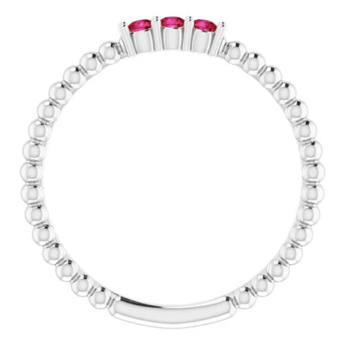 Ruby Beaded Ring In Platinum - Picture 2 of 5
