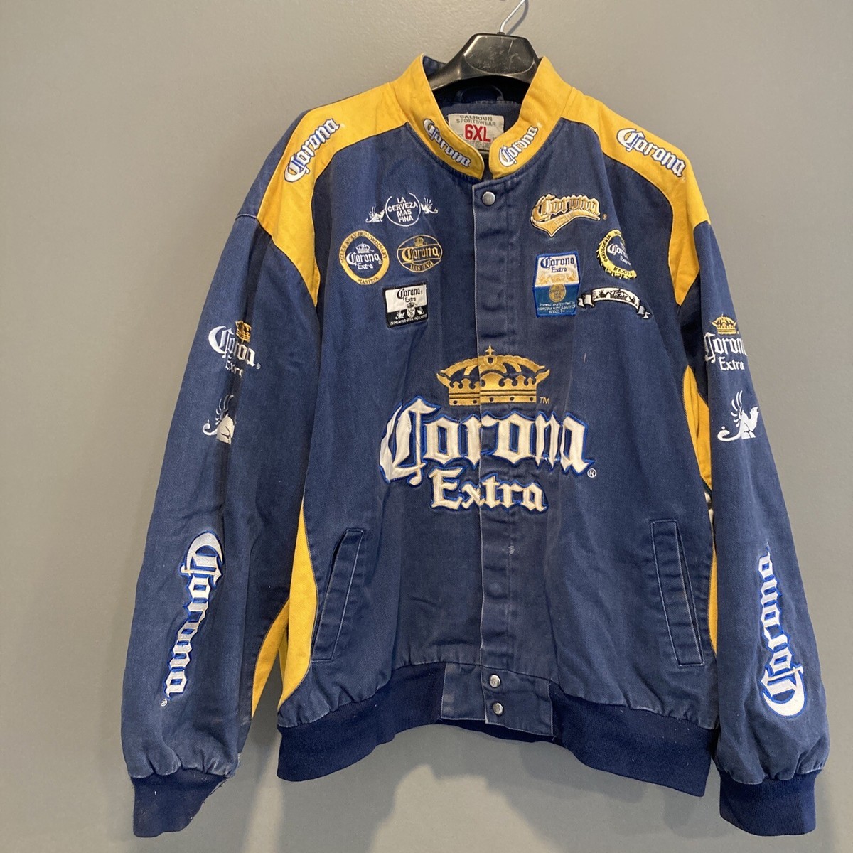Vtg Calhoun Sportswear Corona Extra Mens Size 6XL Blue Gold Snap