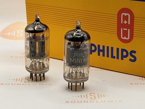2x Mullard ECC83 12AX7 Short Plates - Blackburn '61 - Philips Label - Near NOS - Bild 1 von 8