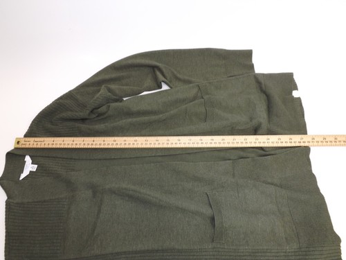 Time and Tru Women's Green Open Front Cardigan front pockets, Size S (4-6) - Picture 11 of 16