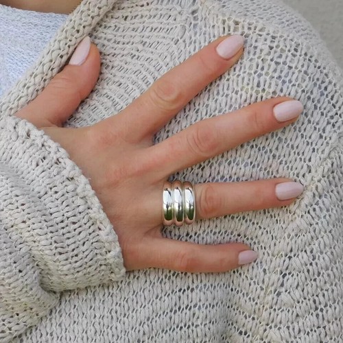 Massiver 925 Sterlingsilber Band & Statement Ring Handarbeit Geschenk ihr Ring alle Größen - Bild 8 von 14