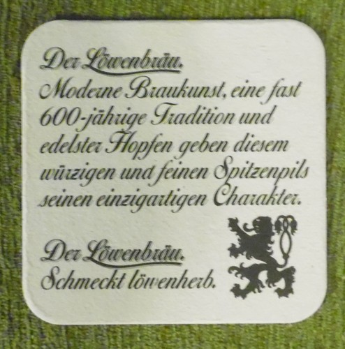 Tapa de cerveza, Löwenbräu Munich - Der Löwenbräu, cuadrada, 9,3 x 9,3 cm - Imagen 2 de 2