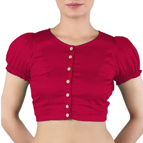 Blusa para mujer de algodón Sari de diseñador mangas hinchadas ya hecha para el torso cosido Choli - Imagen 19 de 54