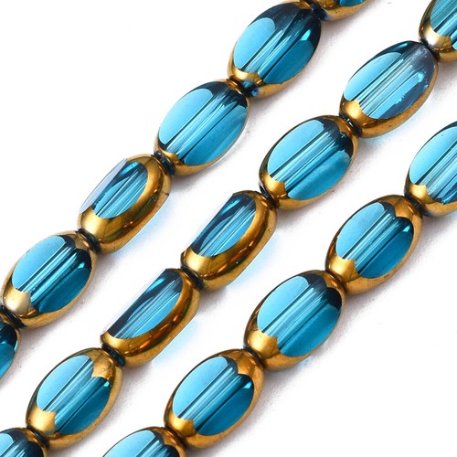 10Strands Edge Plated Oval Electroplate Glass Beads Strands For Crafts 7x4.5x4mm - Picture 18 of 27
