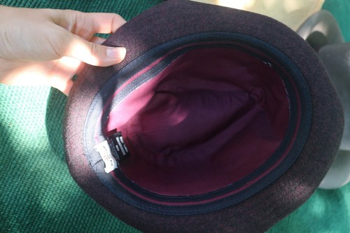 Ben Sherman Original Trilby Fedora Scroll Hat Ribbon Dark Burgundy Size S / M - Picture 5 of 7