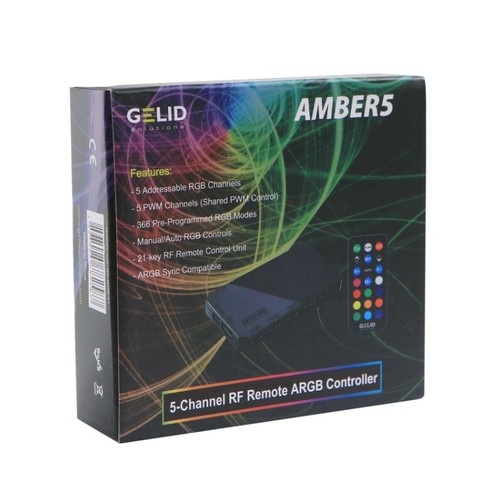 Gelid Solutions 5-Channel RF Remote ARGB Controller Control 5xARGB Fan AMBER5-RF - Picture 6 of 6
