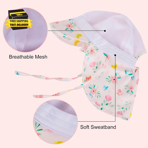 Baby Sun Hat for Girls UPF 50+ Adjustable Toddler Bucket Hats Traveling Essentia - Picture 4 of 6